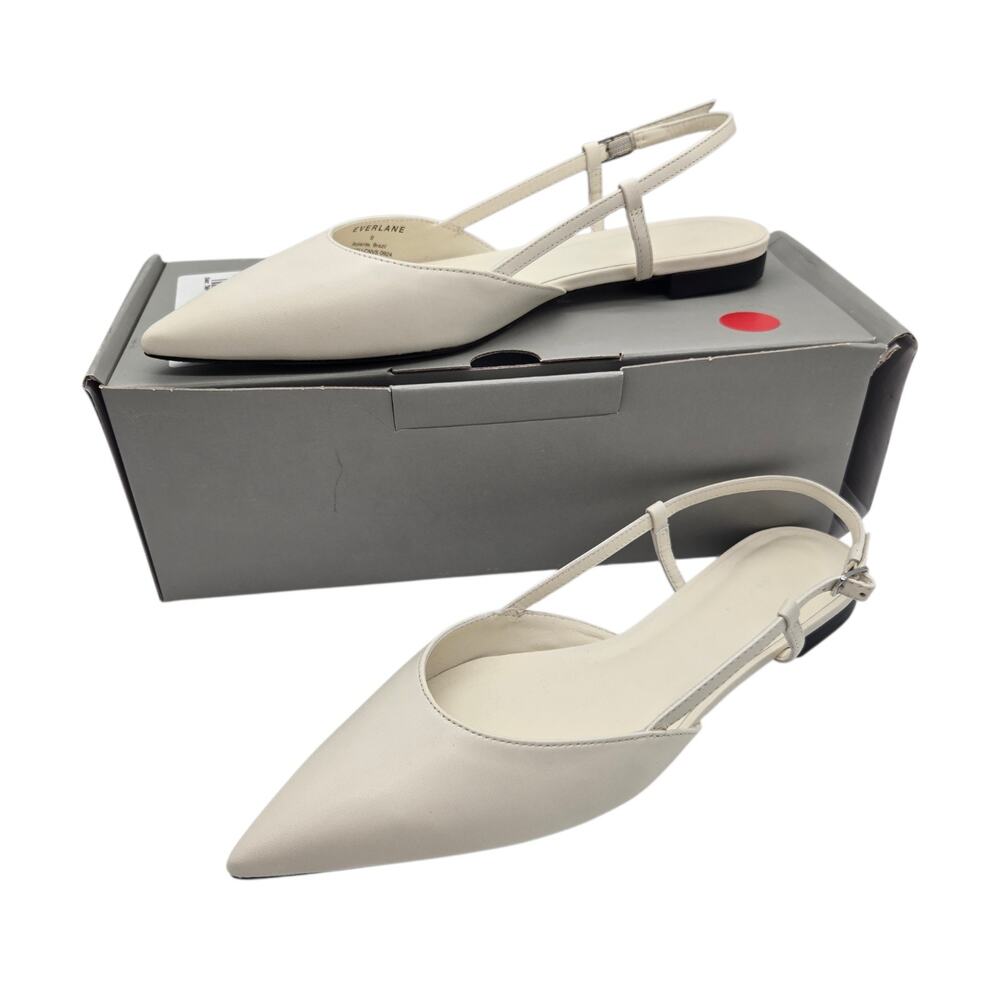 Everlane THE STUDIO SLINGBACK FLAT shoes size 8 ivory cream pointed toe New - Picture 2 of 11